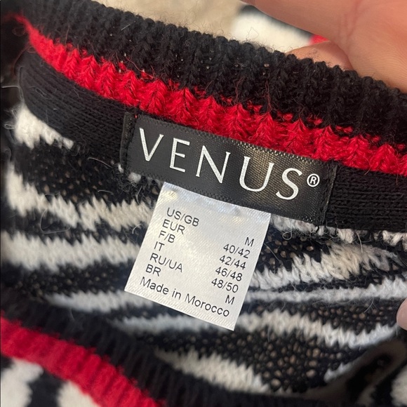 VENUS Animal Print Black Red Knit Long Sleeve Sweater Dress Size Medium M - Picture 5 of 8